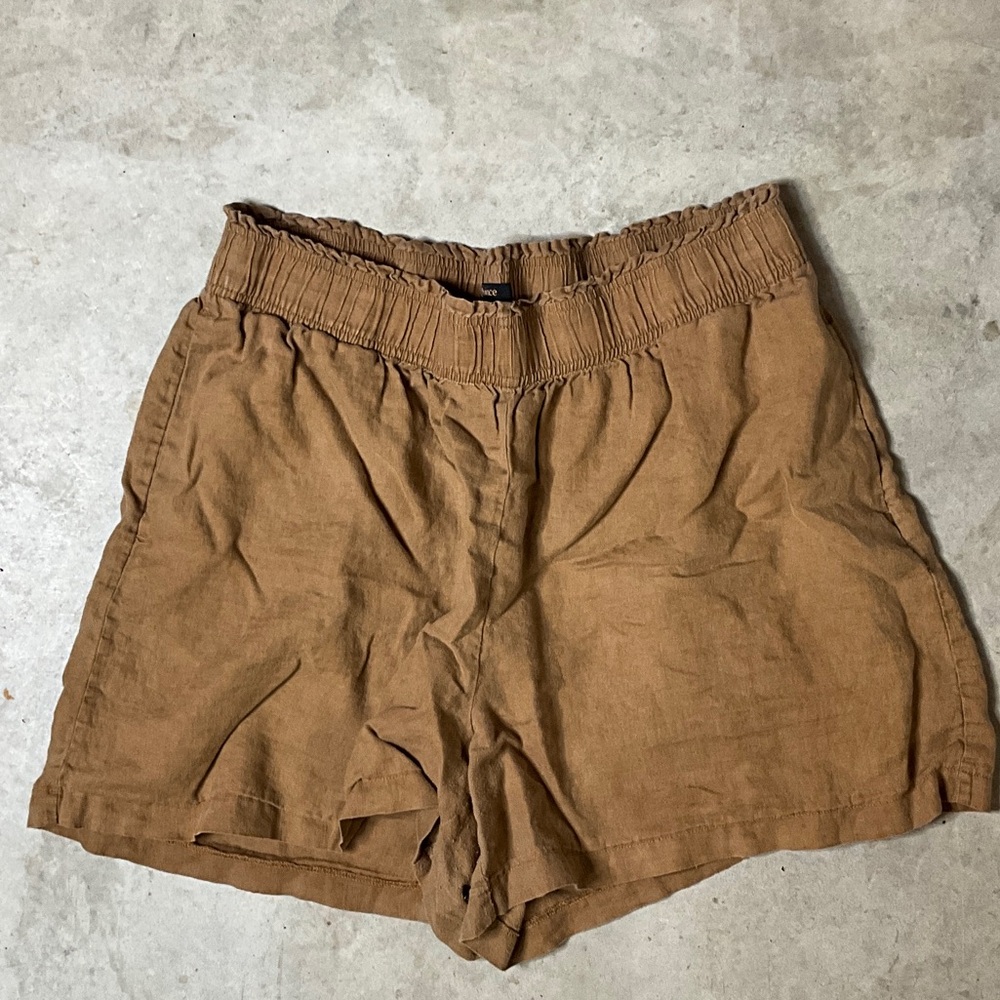 Quince High Waist 100% Soft European Linen Golden Brown Women's Shorts